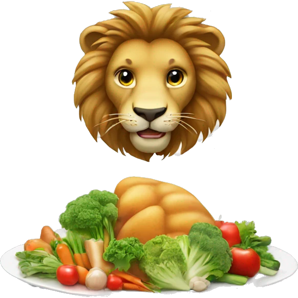 lion eat vegitable emoji