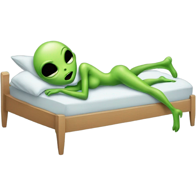 Green alien woman laying on the bed emoji