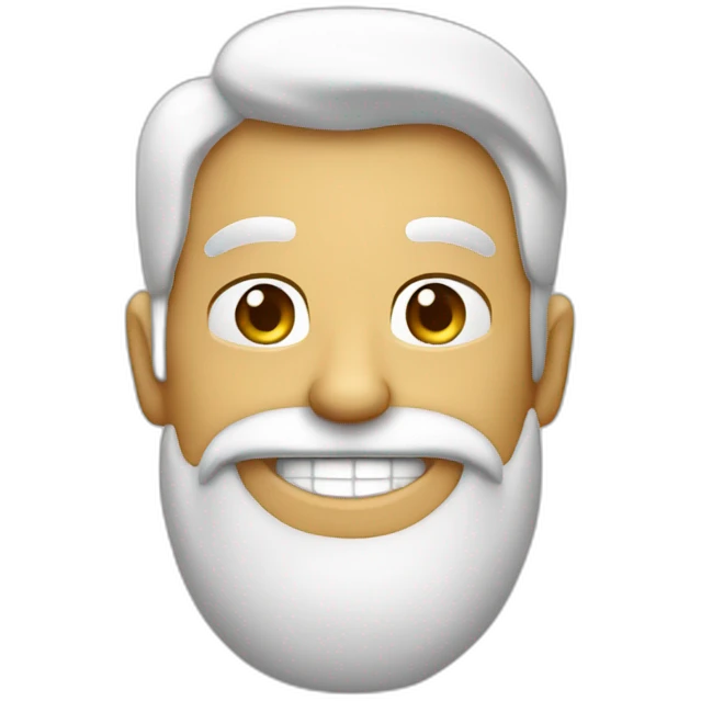 Hombre calvo con barba blanca sonriendo emoji
