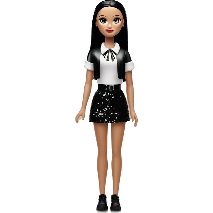  glitter Wednesday Addams.Beach beauty Barbie.full height 1girl emoji