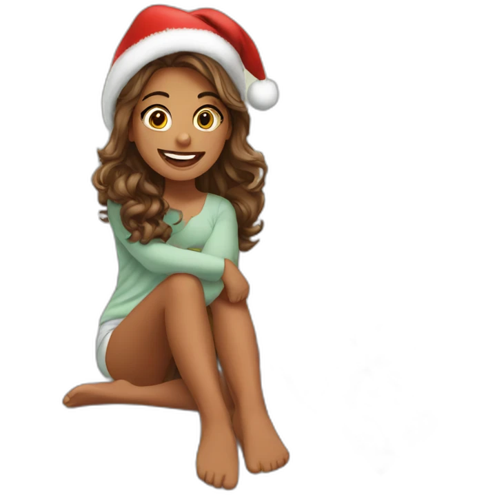 Christmas girl on the bed emoji