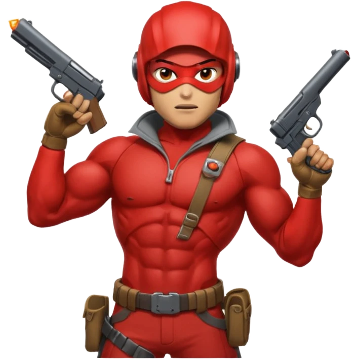 redhood with helmet and visor and pistol emoji