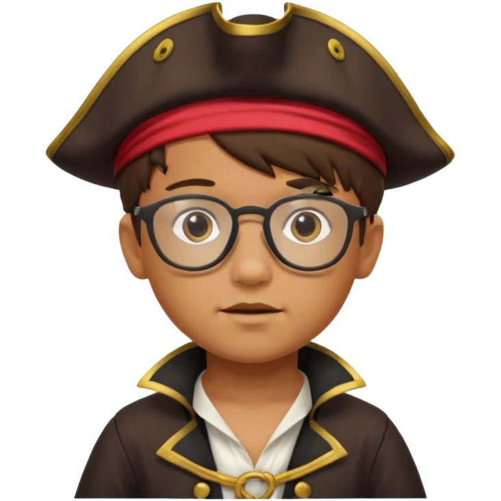 kid boy with pirate costume wearing glasses emoji