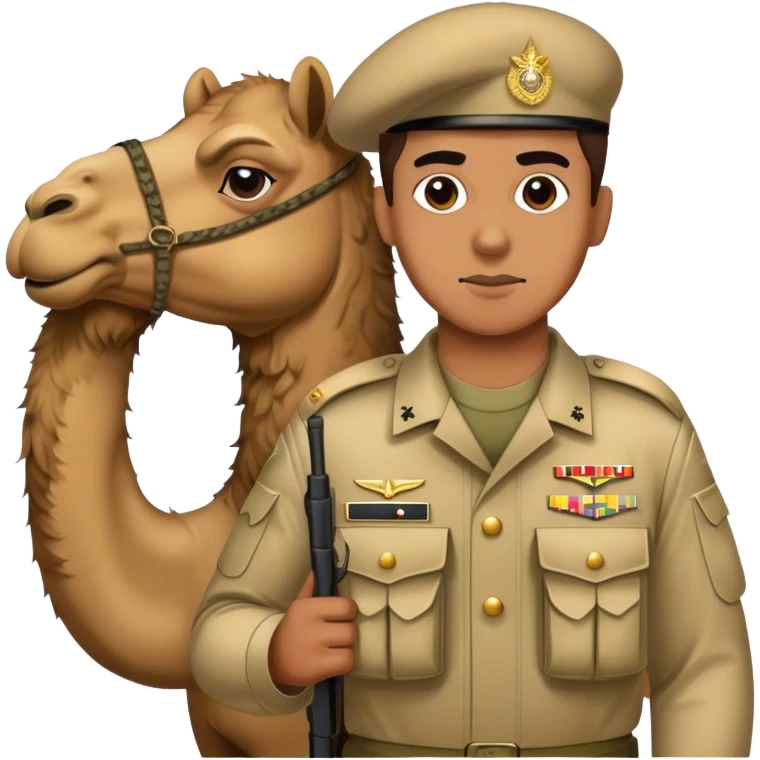 Military man wearing camels emoji