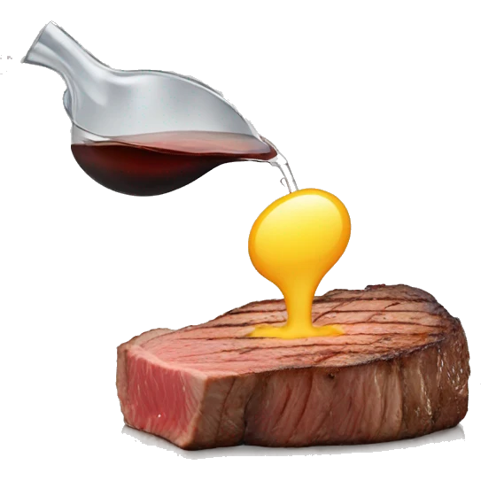 water pouring onto a steak from a glass emoji