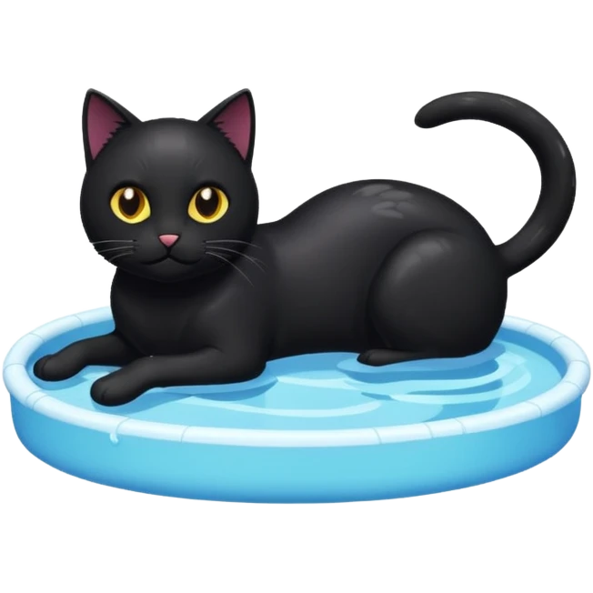 Black cat playing in a pool emoji