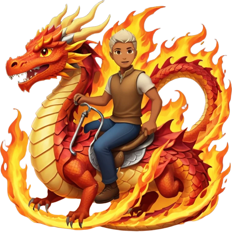 man riding fire elemental dragon emoji