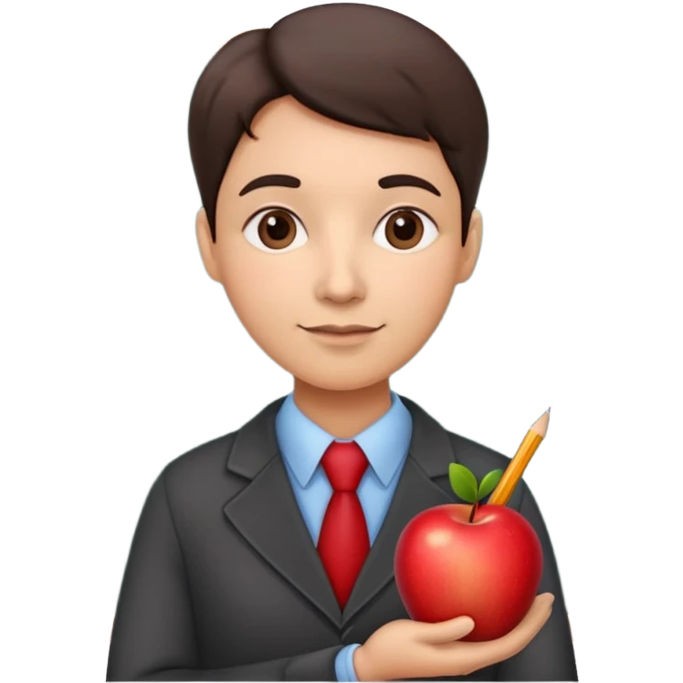 Teacher with Apple small Pencil and chalkboard emoji
