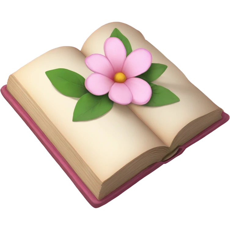 Realistic Open book with light pink flower inside emoji