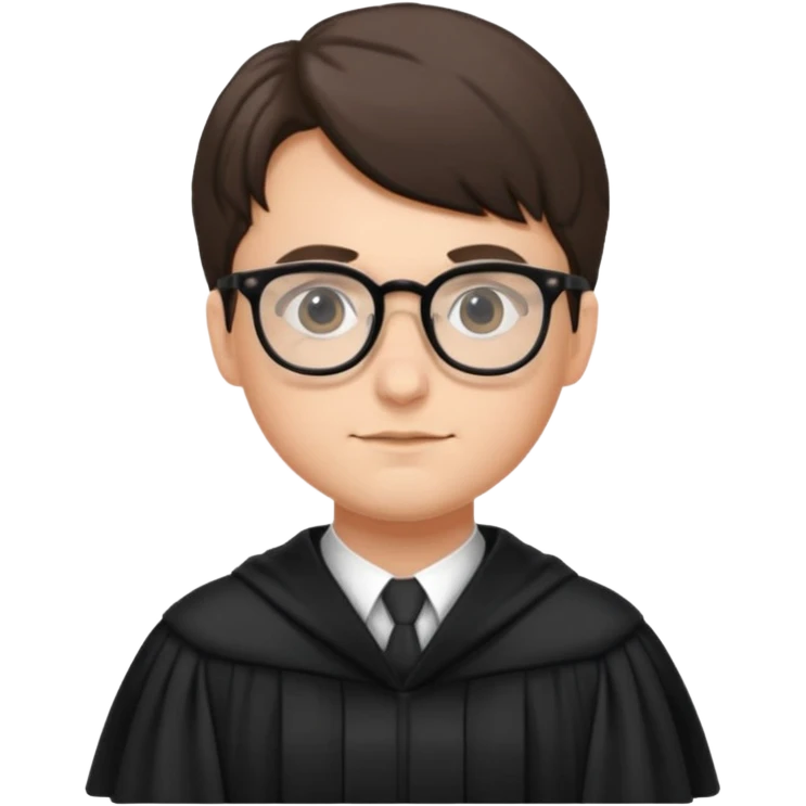 Young judge with glasses and robe emoji