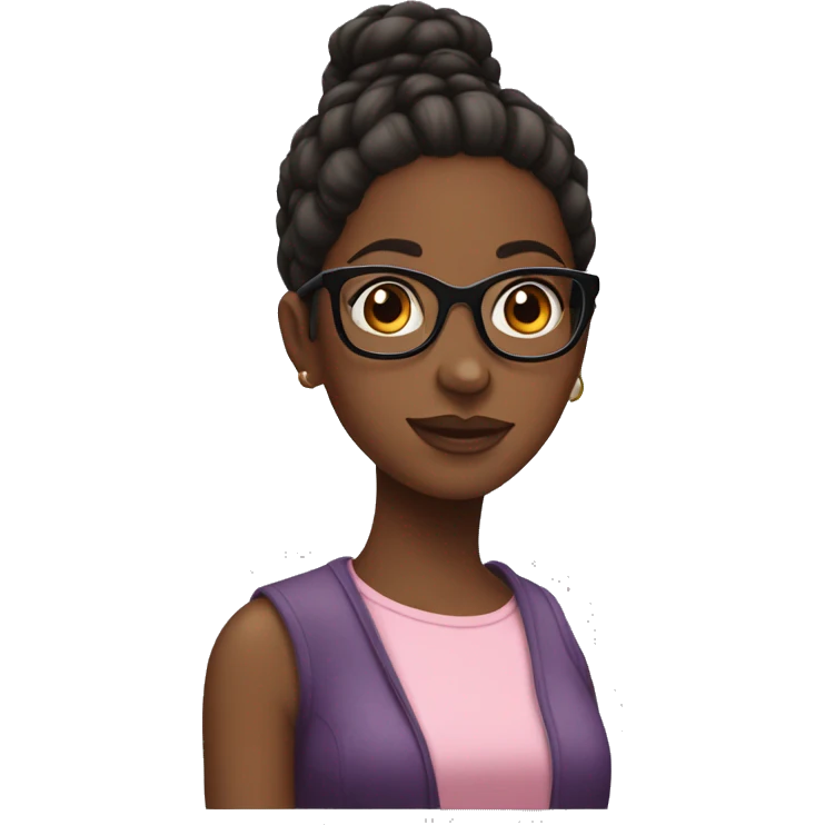 Black girl with bun hair and glasses and big mims emoji