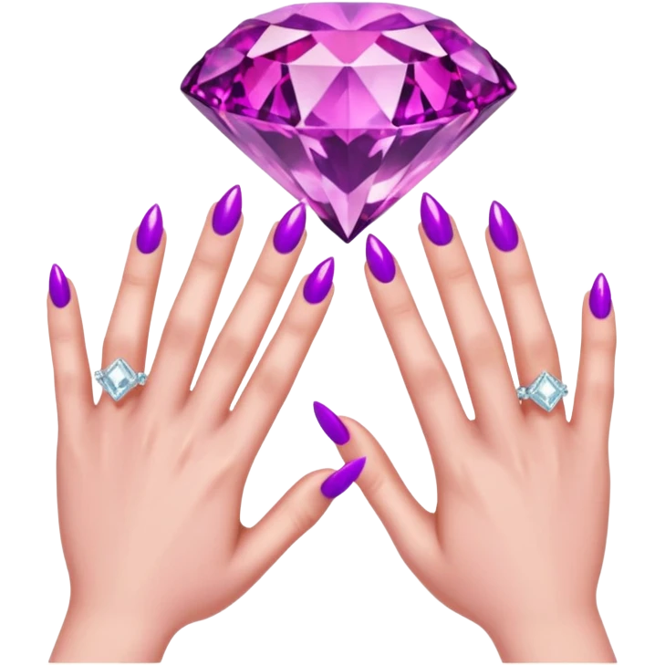 Just the hands Like this 🙏🏼 but Instead of blue hot pink and keep the skin tone the same you can add a purple crystal ring on one hand and a big diamond on the other hand emoji