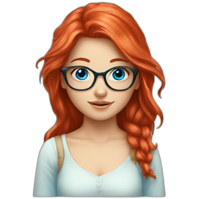 Red head girl with blue eyes glasses long hair fairy core emoji