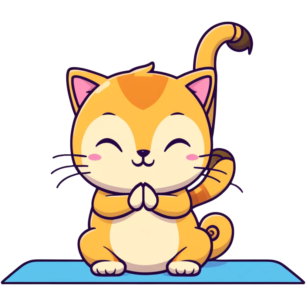 cat doing yoga camel pose with arched back emoji