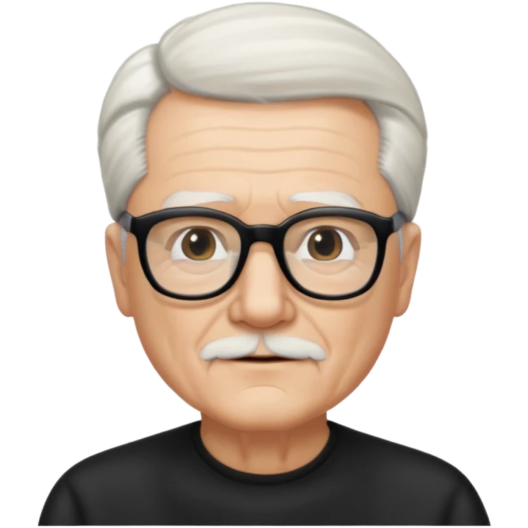 An elderly man with neatly combed white hair swept back and wears black rectangular glasses emoji