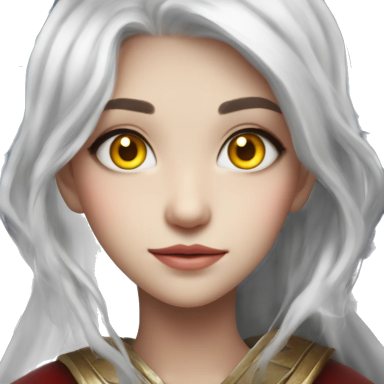 white hair red shooting star sign on the forehead  two dragon horn+ yellow eyes + beautiful girl  emoji