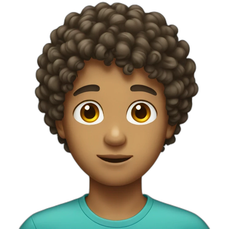 boy with curly hair on his face emoji