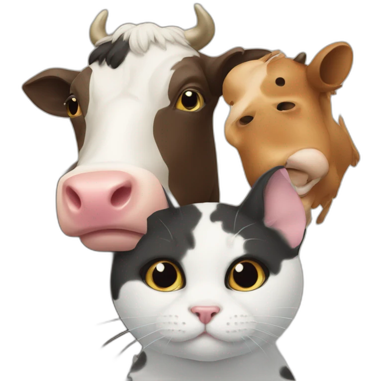 A cat and a cow emoji