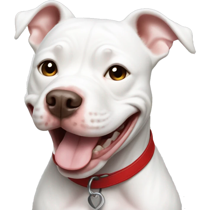 White pitbull smiling emoji