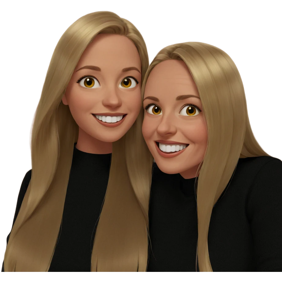 blonde girls sharing a smile emoji