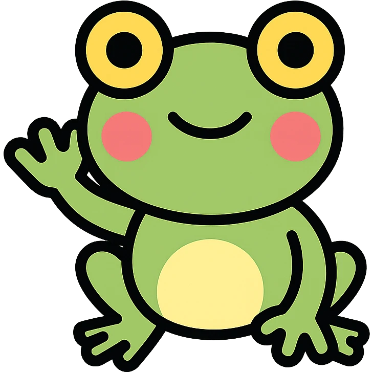 smiling frog waving emoji