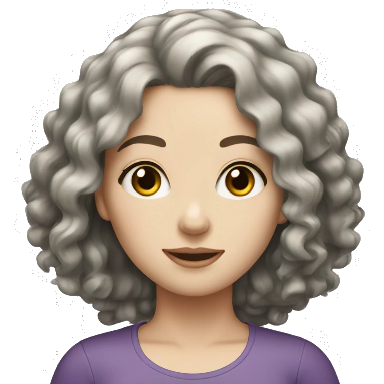 White girl with black curly hair emoji