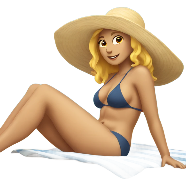 White Woman sunbathing on beach emoji
