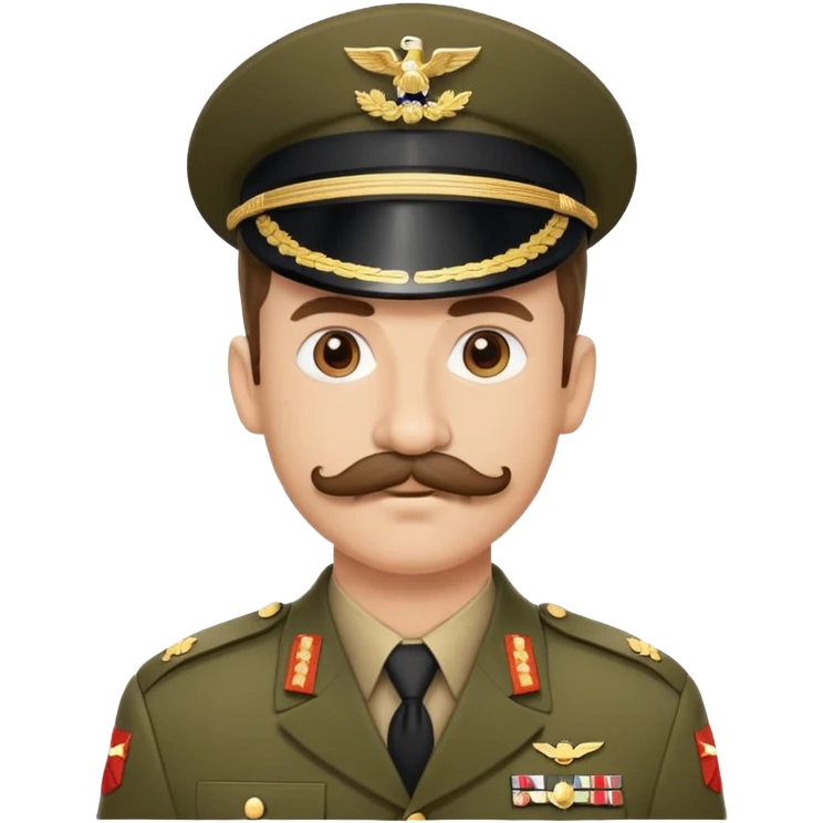 Soldier with curly mustache in military uniform emoji
