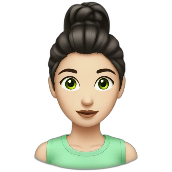 Darkhair ponytail green eyes girl emoji