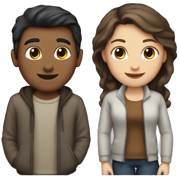 A guy with dark hair and a girl with brown hair emoji