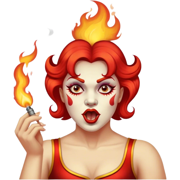 Vintage circus performer spitting fire emoji