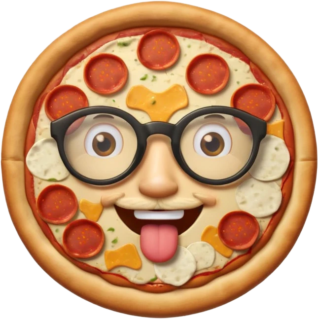 talking pizza face with glassess emoji