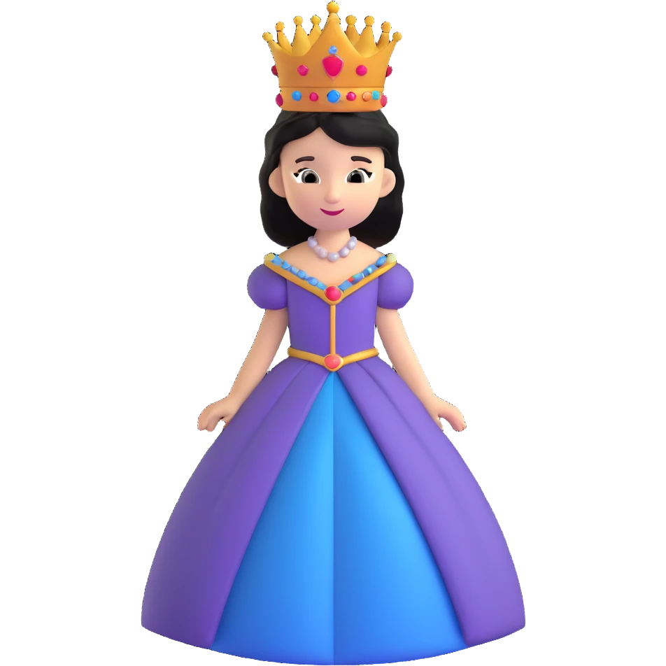 princess with crown and royal dress emoji