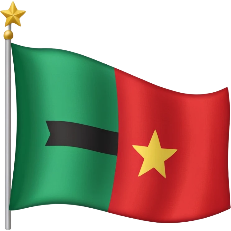 A three horizontally equal striped flag with green on top white in the middle and red in the bottom with a small black star in the middle emoji