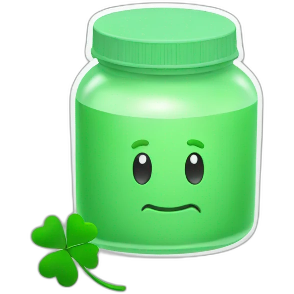 Green Protein Powder Jar with lucky clover emoji
