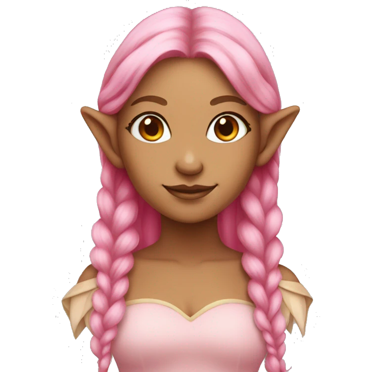 tan-skinned elf girl with pink hair emoji