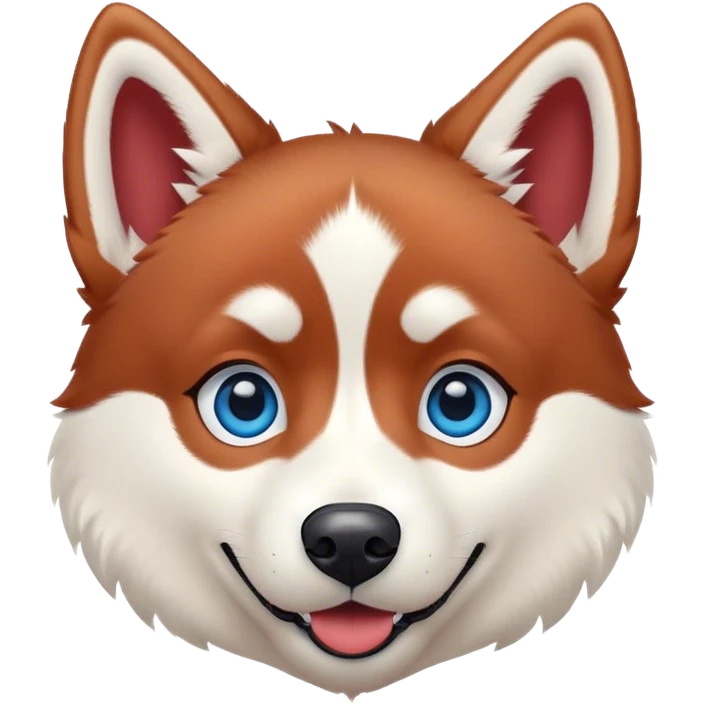 disney-style red siberian husky with blue eyes, happy and cute emoji