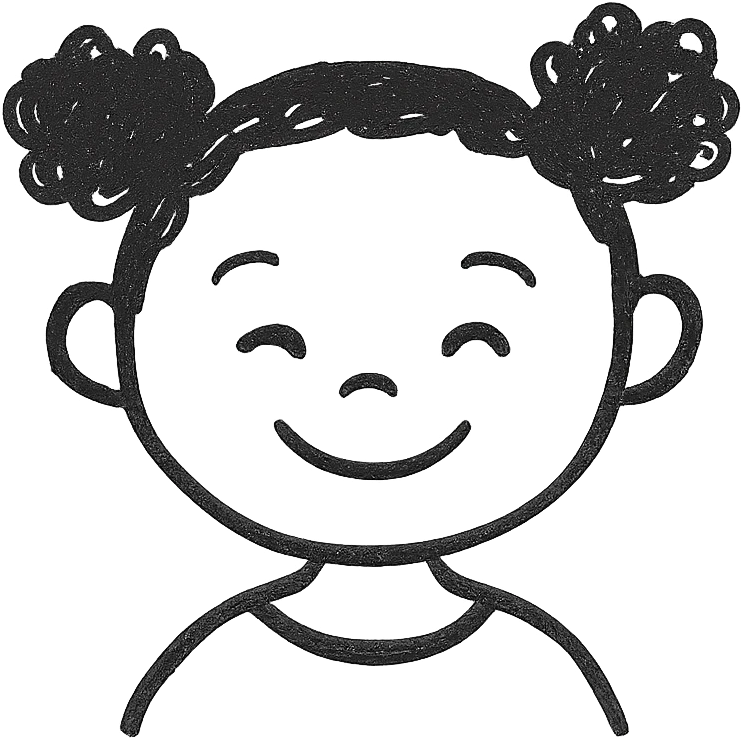 black kid, simple and friendly, hand drawn icon with no fill emoji