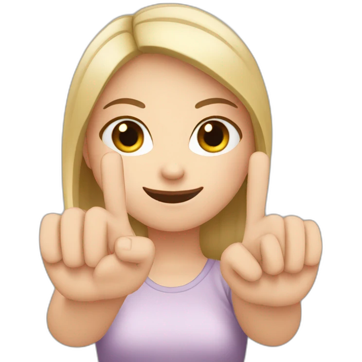 white girl showing three fingers on one hand emoji
