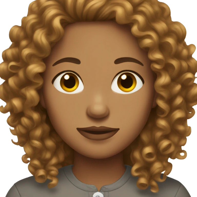 woman brown curly hair light skin emoji