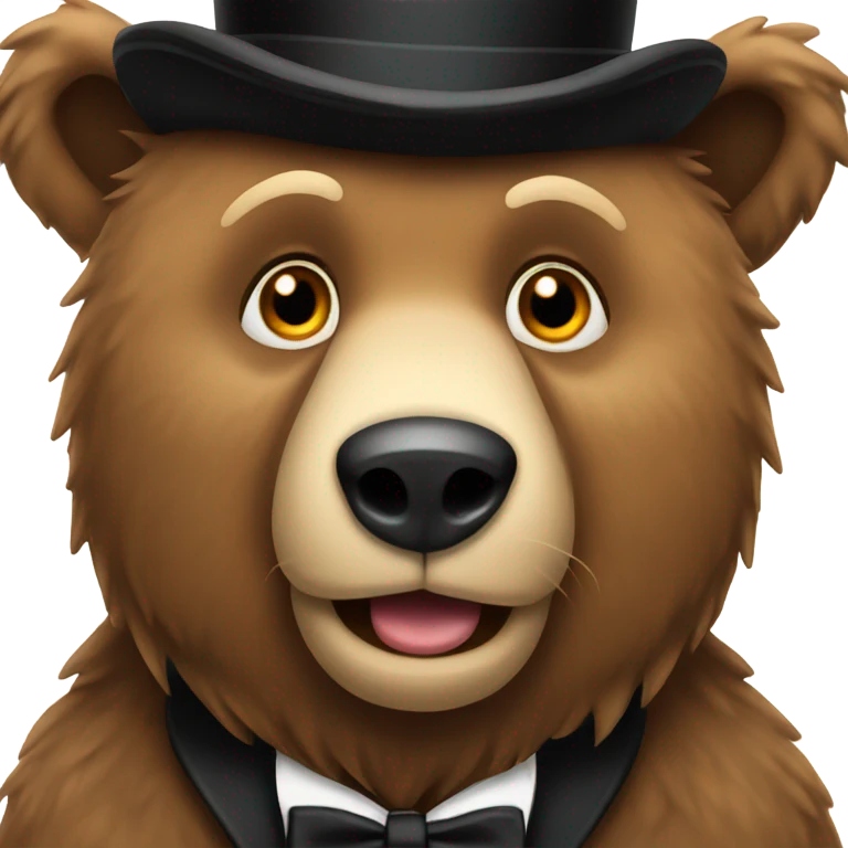 Brown bear with black tophat  emoji