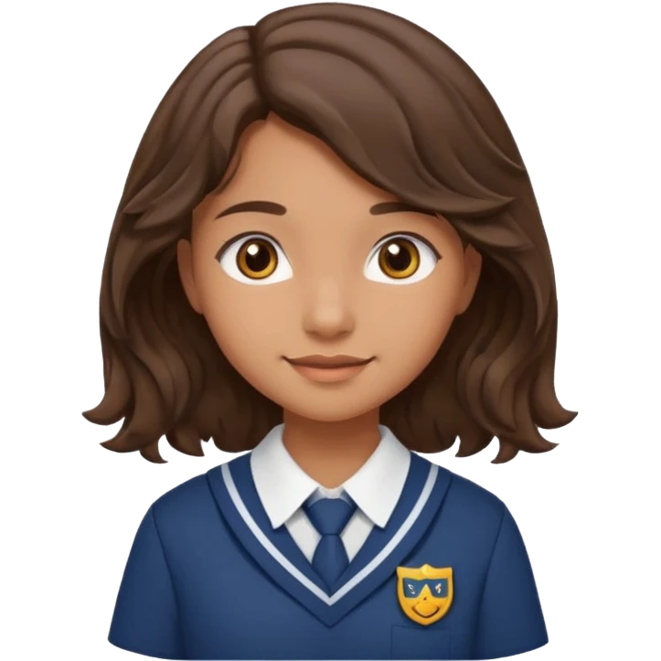 Quiero a una persona morena no tan morena , que sea una adolescente , que lleve uniforme escolar , con un pelo ondulado pero que sea negro castaño,pero no regido , pero que tenga una sonrisa suave, pero que este con un fondo blanco. Pero no tan ondulado tirando para liso y un poco largo emoji