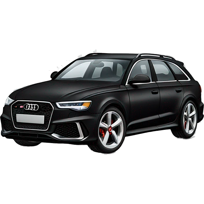 Goat in puffy black coat driving Audi 2024 RS6 emoji