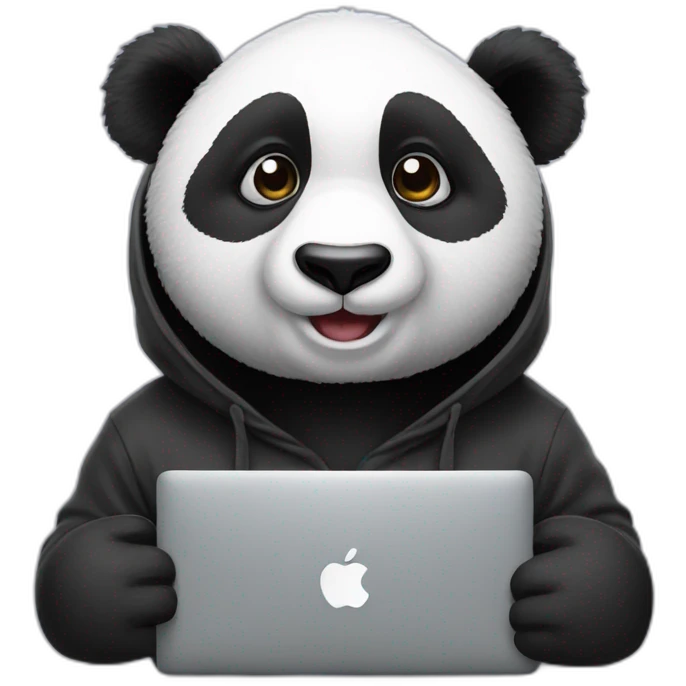 panda with hoodie and a macbook emoji