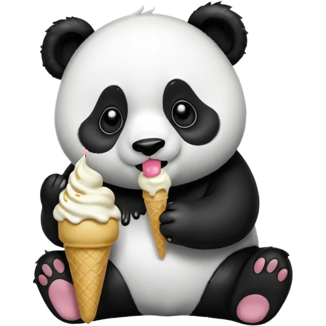Panda eating ice cream emoji