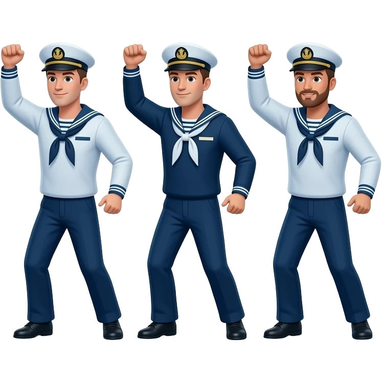 the sailor went to sea at the media room at night three Sailors Are Dancing in the TV emoji