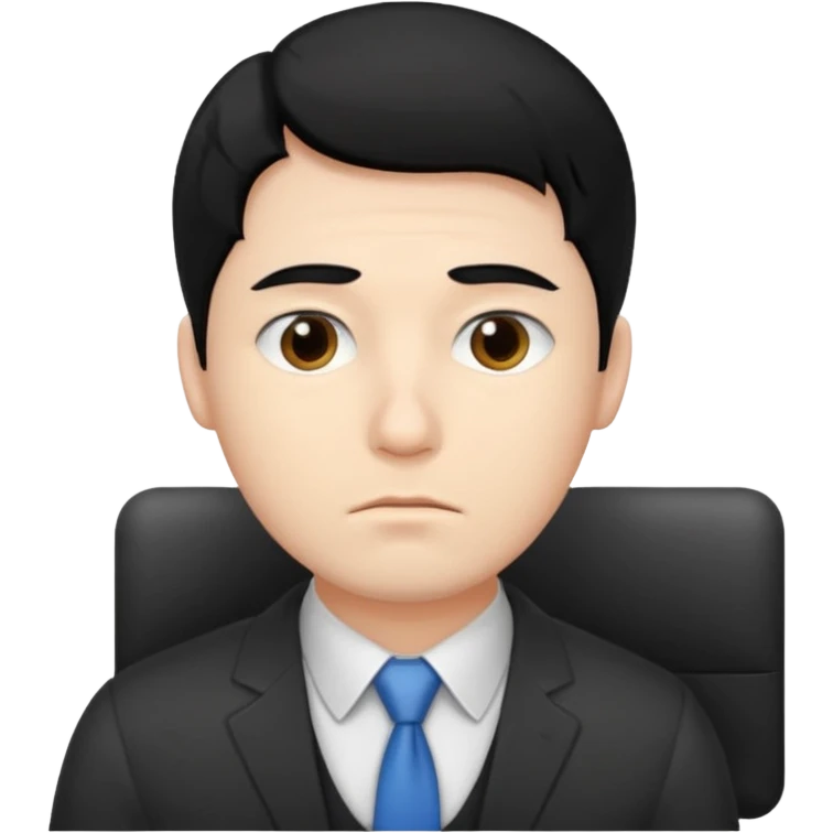 20대 직장인 남자. 단정한 검은 머리 지친얼굴 emoji