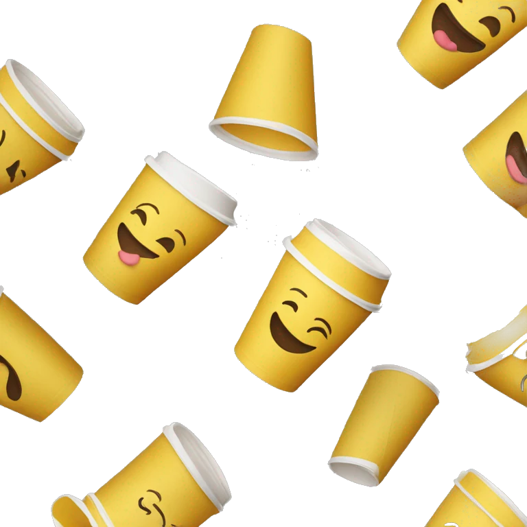 Happy Yellow paper cup of coffee  emoji