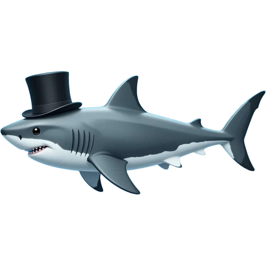 Shark with a top hat emoji