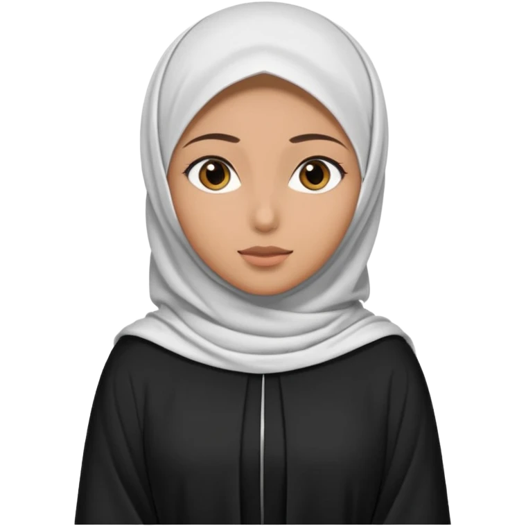 Make a emoji of a Muslim girl wearing a white hijab and "niqab on her face, with only her eyes visible" and her full body covered in an abaya or burqa. emoji
